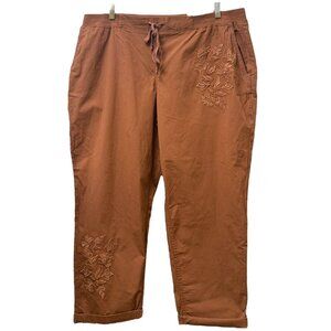 Style & Co. Embroidered Cropped Pants XXL Comfort Waist Pull On Ankle Capris